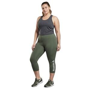 Reebok Green Capri Lux 3/4 High-Rise Leggings Extra Large